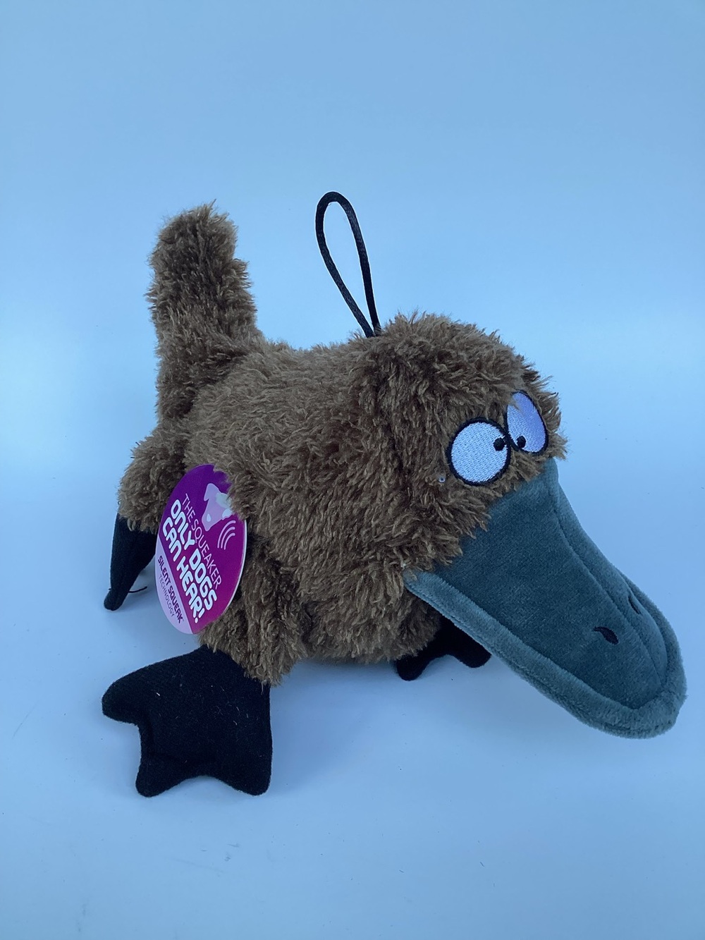 Platypus Trustypup Plush Strong 'n Silent Squeaker Brown Dog Toy